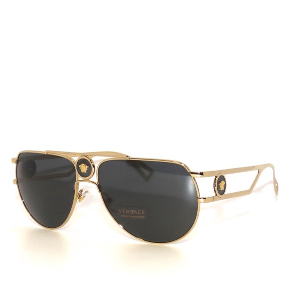 Versace VE2225 2225 100287 Gold Gray Sunglasses